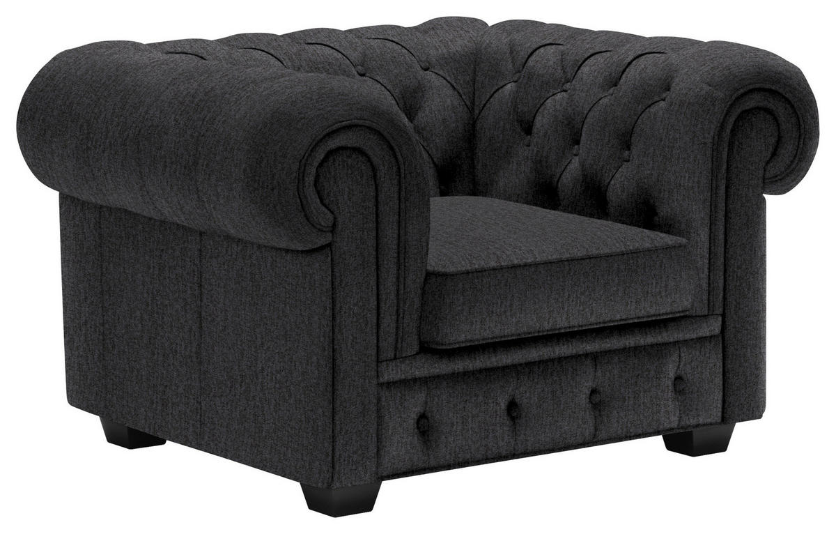 CHESTERFIELD-SESSEL - Wengefarben/Dunkelgrau, LIFESTYLE, Holz/Textil (115/76,5/96cm) - Landscape