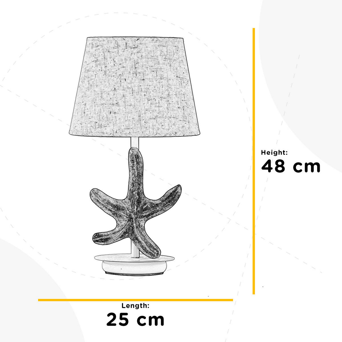 TISCHLEUCHTE 25/25/48 cm   - Perlmutt/Weiß, Natur, Kunststoff/Metall (25/25/48cm)