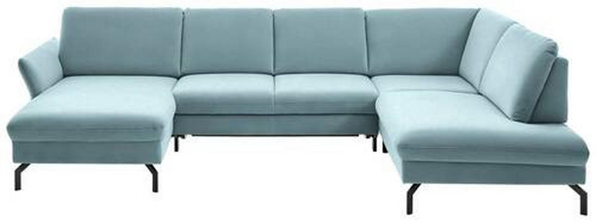 WOHNLANDSCHAFT in Velours Blau  - Blau/Schwarz, Design, Textil/Metall (179/335/220cm) - Beldomo System