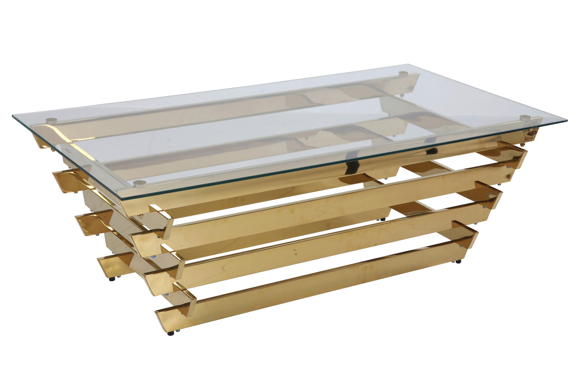 COUCHTISCH Sicherheitsglas, Klarglas 130/70/45 cm rechteckig Klar, Goldfarben  - Klar/Goldfarben, Design, Glas/Metall (130/70/45cm) - Livetastic