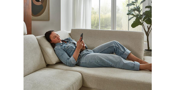 ECKSOFA Beige Chenille  - Beige/Schwarz, Design, Textil/Metall (239/182cm) - Valnatura