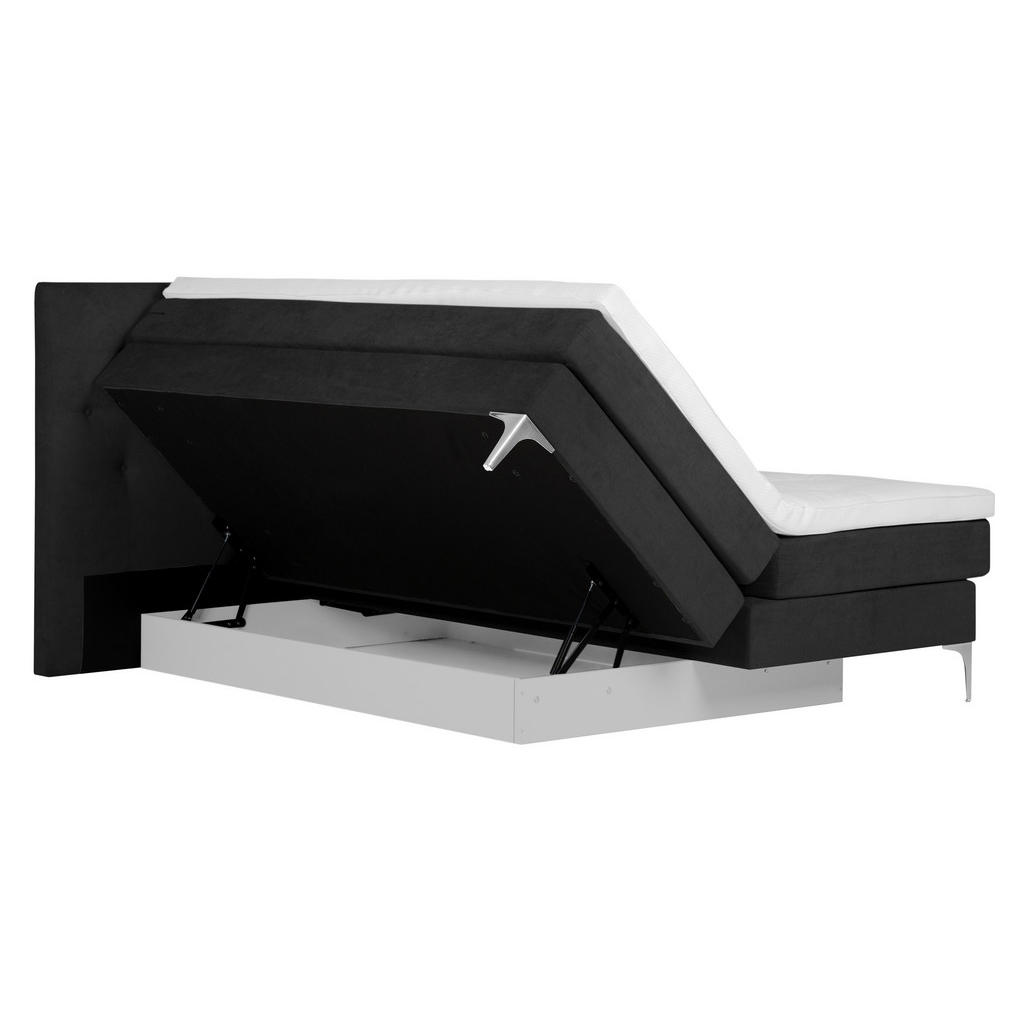 Thumbnail - Welnova Boxspringbett, Anthrazit, Textil, H3 + H5, 7-Zonen, Höhe ca. 17 cm, 180x200 cm, Bettkasten, gepolstertes Kopftei...