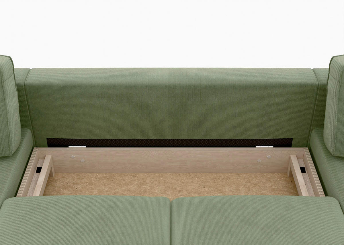 WOHNLANDSCHAFT  in Cord Grün  - Schwarz/Grün, MODERN, Textil/Metall (161/306/161cm) - Trendmanufaktur