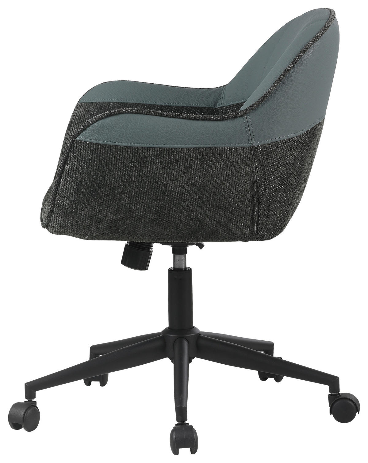 DREHSTUHL  in Lederlook, Webstoff Grün, Anthrazit  - Anthrazit/Schwarz, MODERN, Kunststoff/Textil (61/79-86,5/59cm) - Stylife