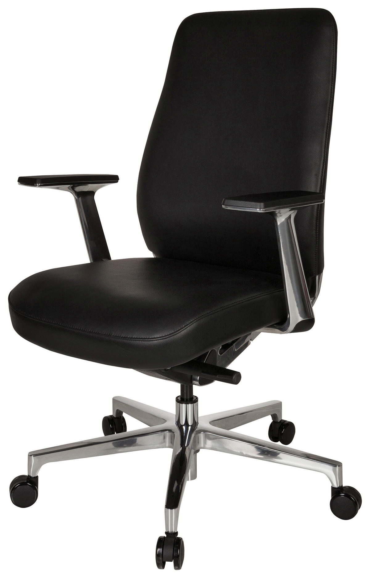 SNURRSTOL  i svart  - silver/svart, Basics, metall/läder (67/110/60cm) - MID.YOU