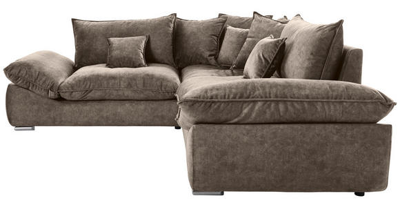 ECKSOFA Braun Velours  - Chromfarben/Braun, KONVENTIONELL, Kunststoff/Textil (247/247cm) - Carryhome