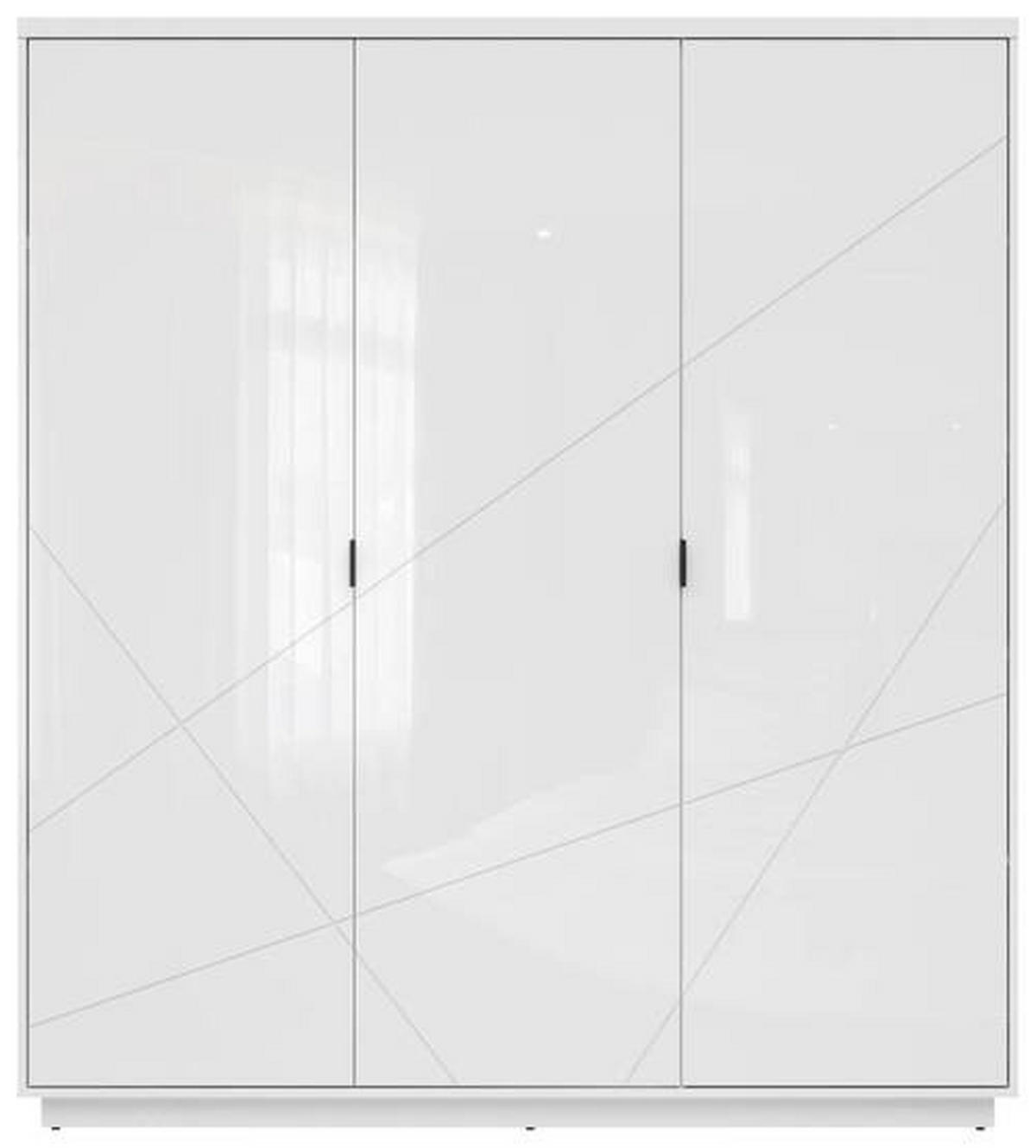 DREHTÜRENSCHRANK  in Weiß, Weiß Hochglanz  - Weiß Hochglanz/Schwarz, MODERN, Holzwerkstoff/Metall (180/200,5/56,5cm) - MID.YOU
