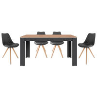 TISCHGRUPPE Schwarz, Eiche Artisan  - Eichefarben/Schwarz, MODERN, Kunststoff/Metall - MID.YOU