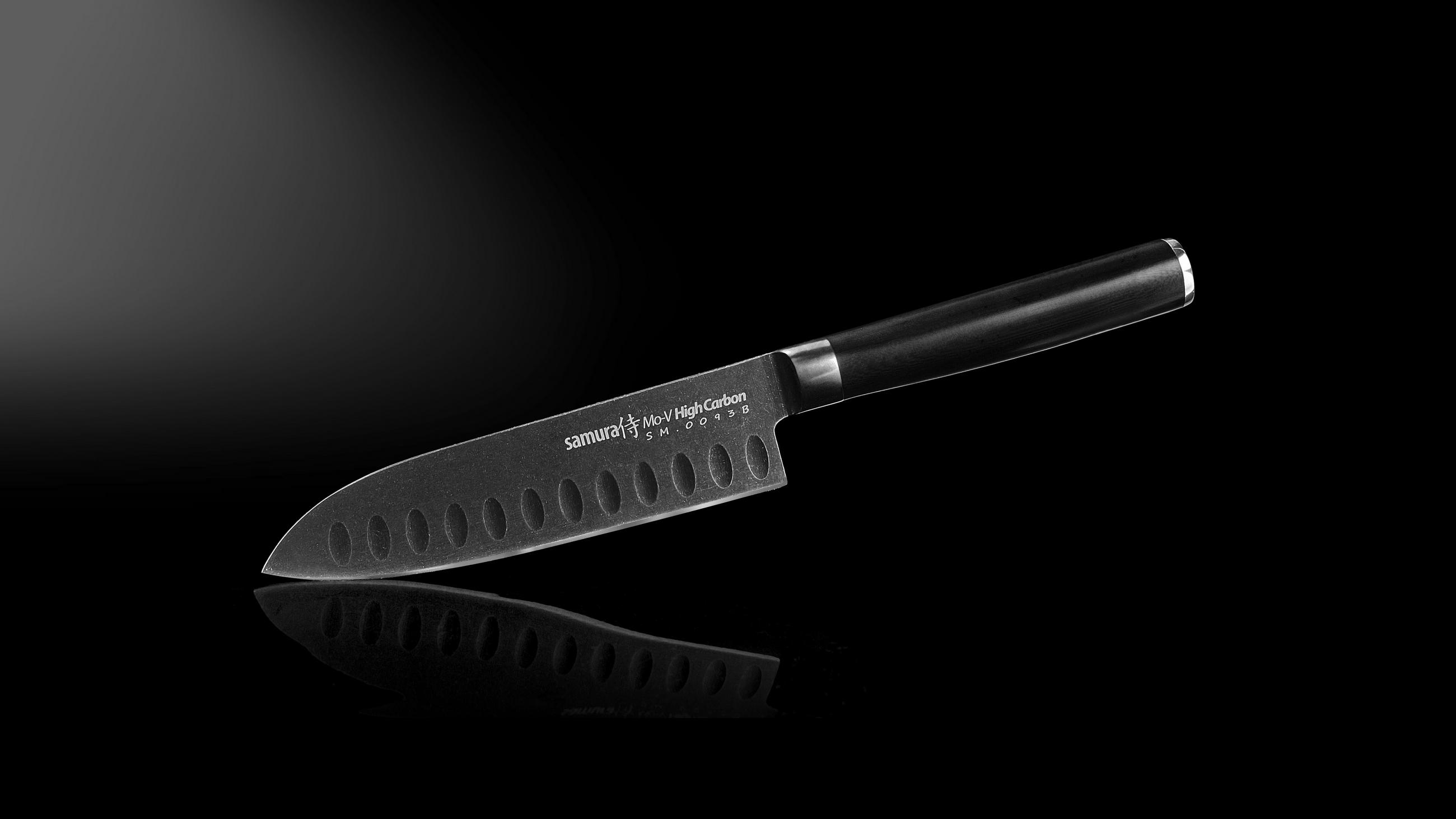 NOŽ SANTOKU  MO-V 25.5/3.6/1.8 cm            - črna, Basics, kovina/leseni material (25.5/3.6/1.8cm) - Samura
