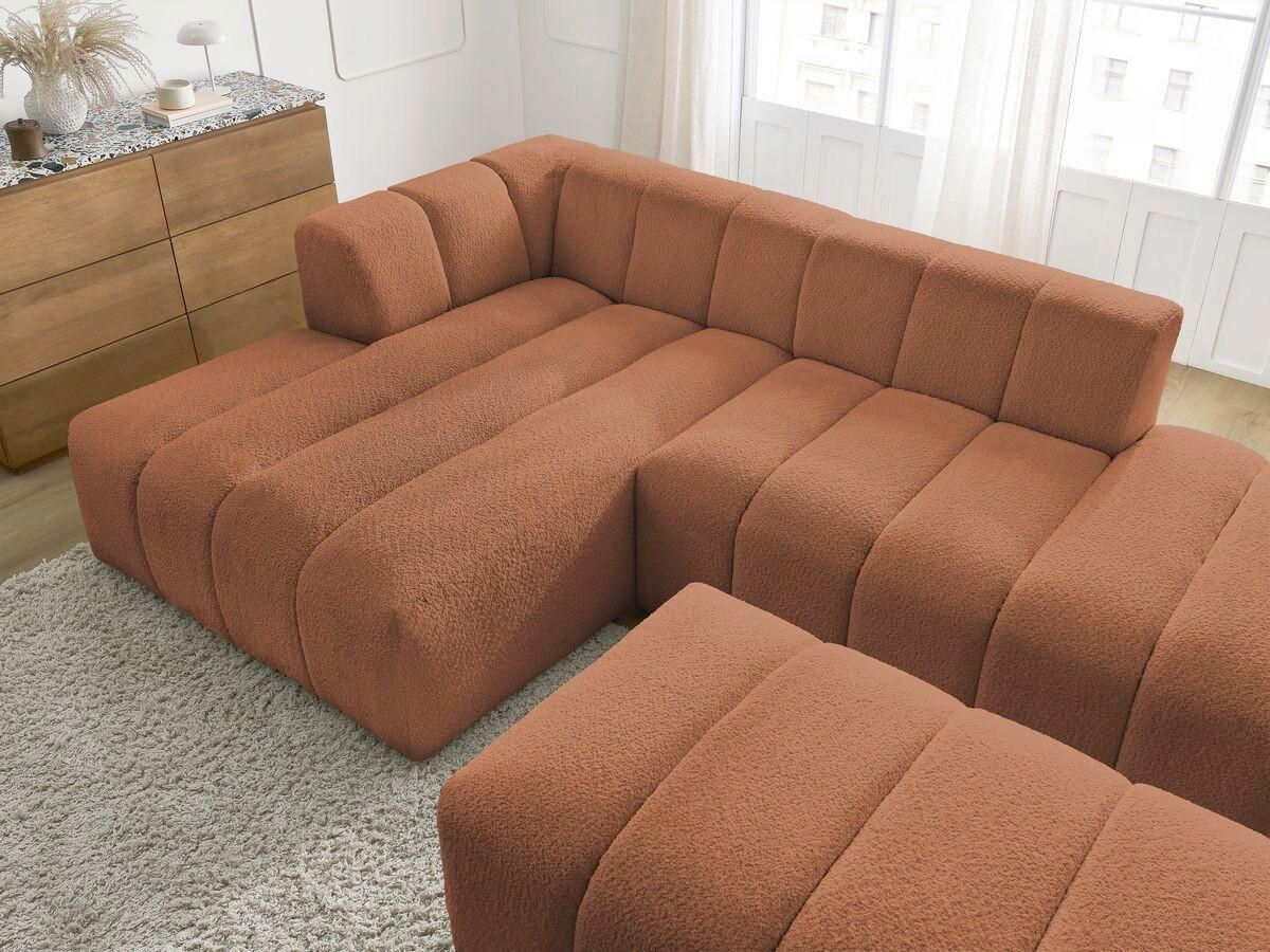 ECKSOFA  ANNECY Orange Bouclé  - Schwarz/Orange, MODERN, Kunststoff/Textil (170/262cm)
