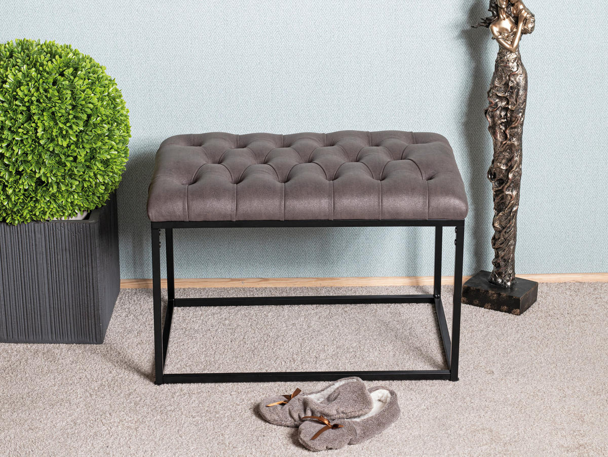 SITZBANK  in 60/45/40 cm  - Anthrazit/Schwarz, MODERN, Textil/Metall (60/45/40cm)