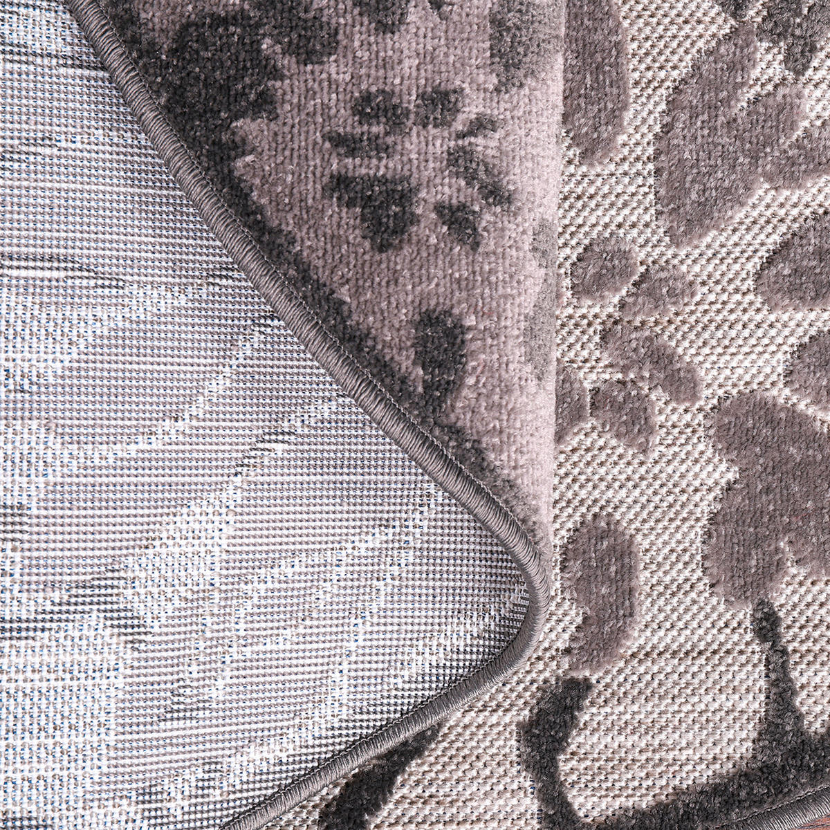 TEPIH ZA UNUTAR./VANJ. UPORAB  150 cm  siva, svijetlo siva  Floral  - siva/svijetlo siva, Lifestyle, tekstil/plastika (150cm)