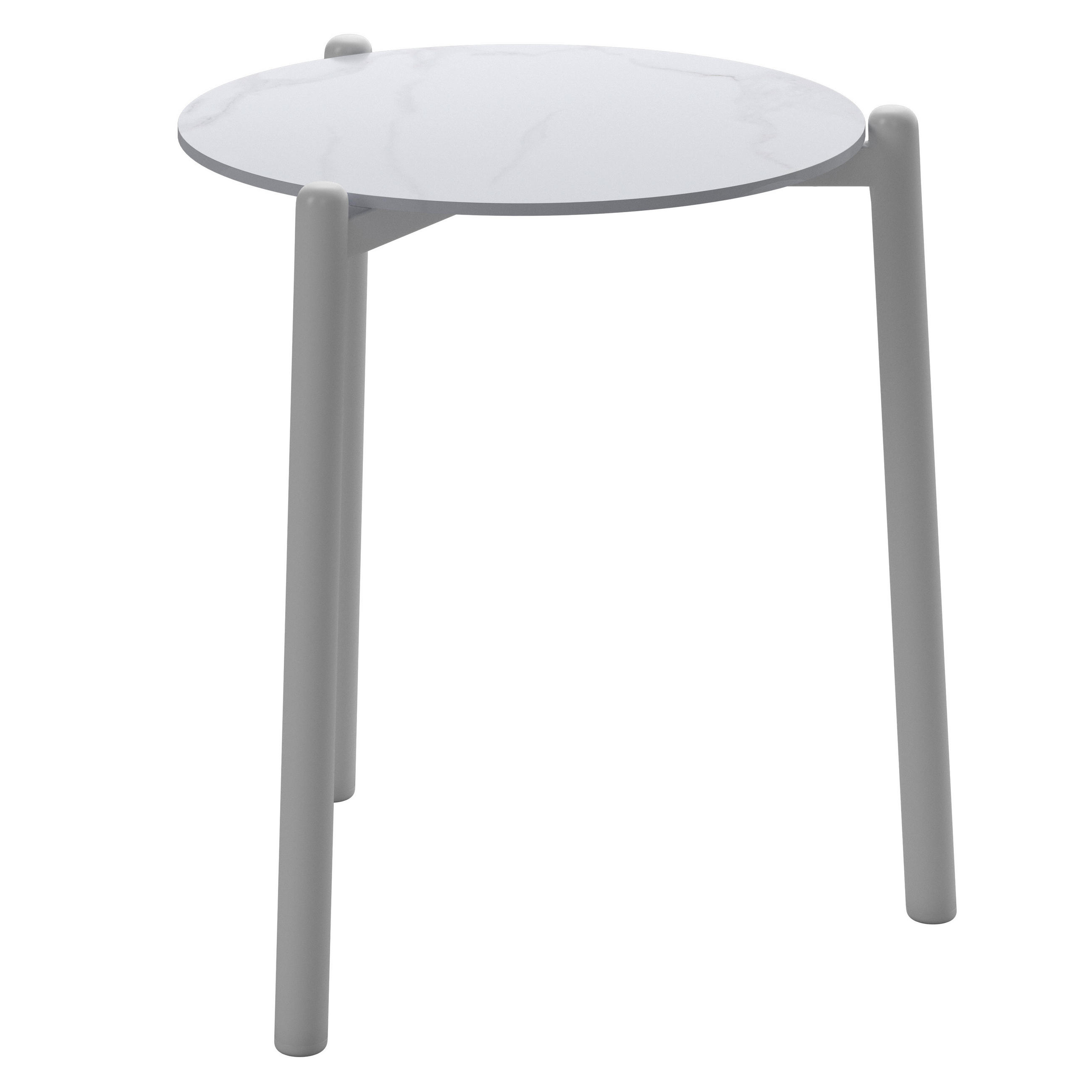 GARTENBEISTELLTISCH 40/40/47 cm Metall, Keramik - Weiß, MODERN, Keramik/Metall (40/40/47cm) - Ambia Garden