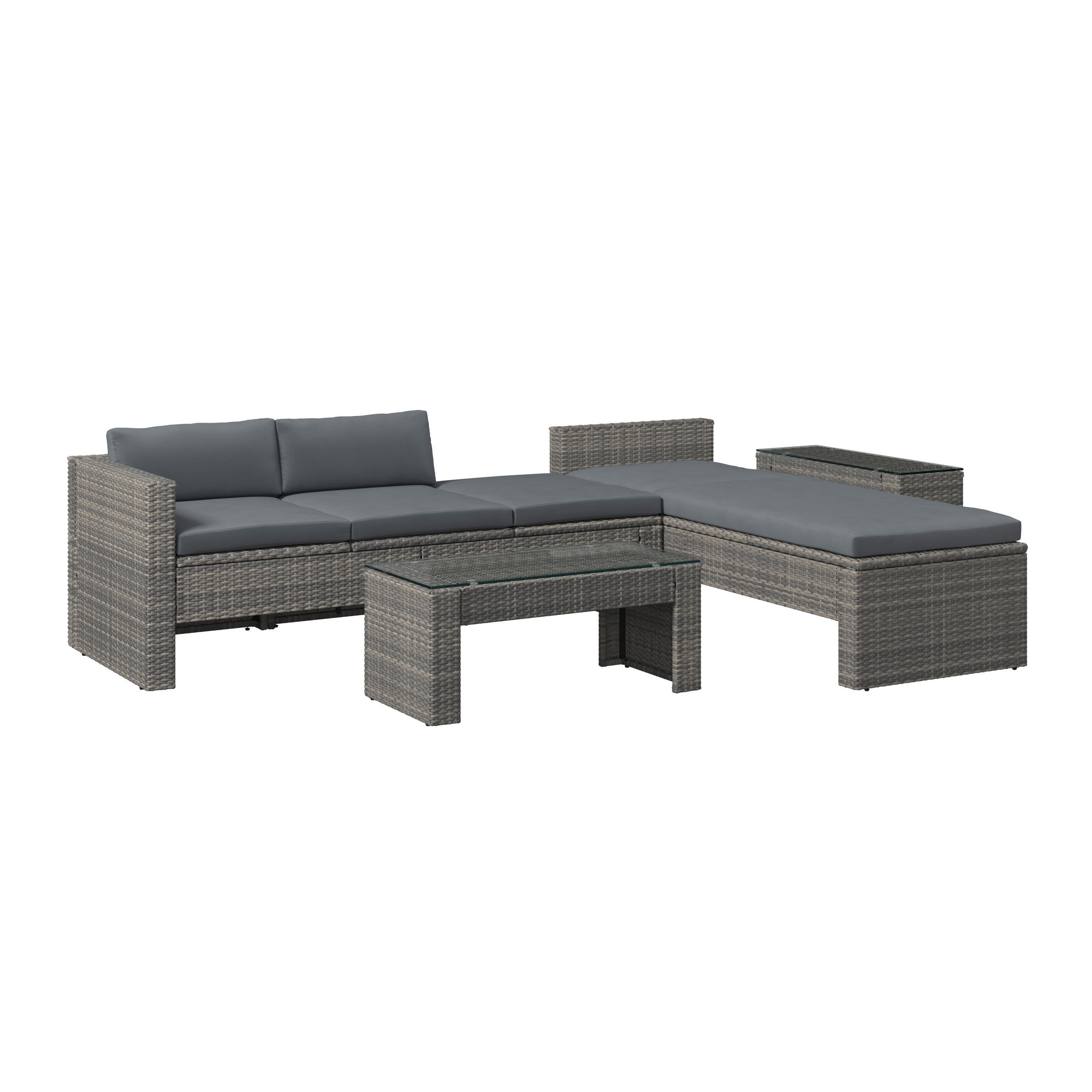 LOUNGEGARNITUR   192/65/82 cm Eisen  - Blaugrau/Grau, MODERN, Metall (192/65/82cm) - Ambia Garden