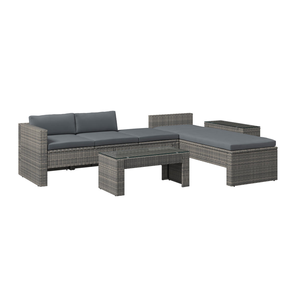 LOUNGEGARNITUR   192/65/82 cm Eisen  - Blaugrau/Grau, MODERN, Metall (192/65/82cm) - Ambia Garden