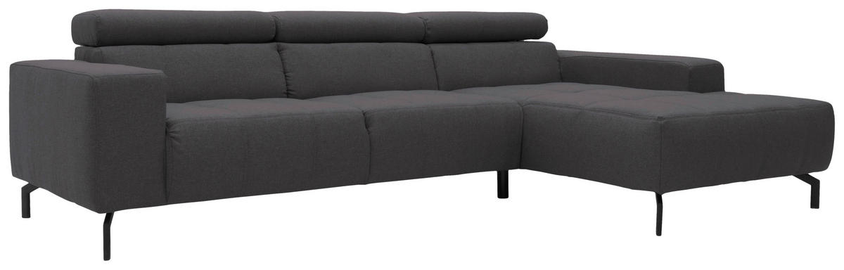 ECKSOFA in Webstoff Braun, Schwarz  292/175 cm  - Schwarz/Braun, Design, Textil/Metall (292/175cm) - MID.YOU