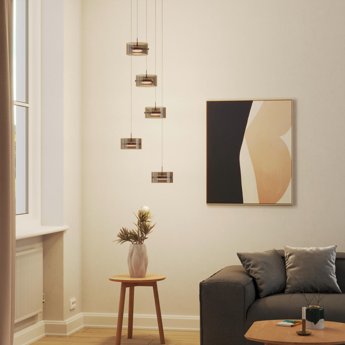 LED-HÄNGELEUCHTE 43/150 cm  - Schwarz, Design, Glas/Kunststoff (43/150cm) - Novel