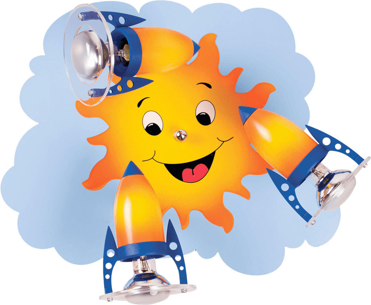 KINDERDECKENLEUCHTE Sonne 35/16 cm   - Blau/Gelb, Basics, Holz/Holzwerkstoff (35/16cm)