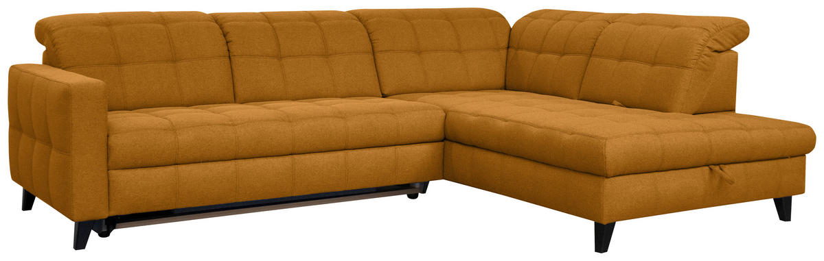 SAROKKANAPÉ textil sárga  - sárga/fekete, Design, textil/fa (297/216cm) - Xora