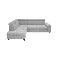 ECKSOFA Silberfarben Chenille Bettkasten, Schlaffunktion, Rücken echt, Kopfteilverstellung, Liegefläche im Originalstoff  - Silberfarben/Schwarz, KONVENTIONELL, Textil/Metall (206/265cm) - Carryhome
