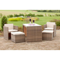 GARTENSET 5-teilig Stahl 5-teilig  - Beige/Naturfarben, MODERN, Glas/Kunststoff - Gardenson