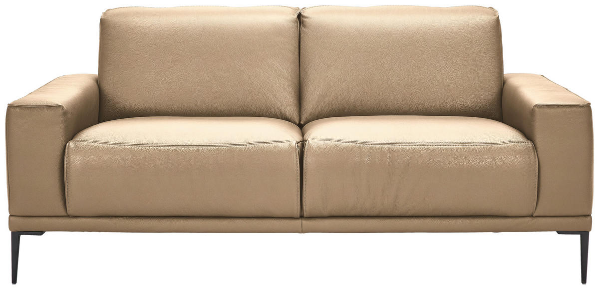 2-SITZER-SOFA Echtleder Beige  - Beige/Schwarz, Design, Leder/Metall (180/82/92cm) - Johann Jakob