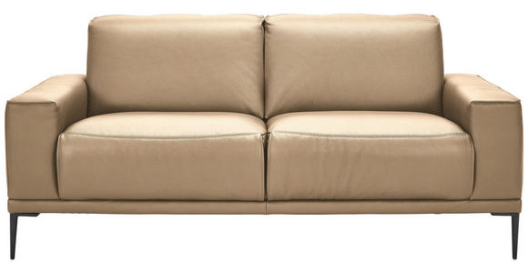 2-SITZER-SOFA  in Echtleder Beige   - Beige/Schwarz, Design, Leder/Metall (180/82/92cm) - Johann Jakob