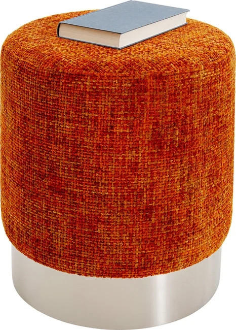 HOCKER Webstoff Orange, Silberfarben  - Silberfarben/Orange, KONVENTIONELL, Textil/Metall (39/47/39cm) - Kare-Design