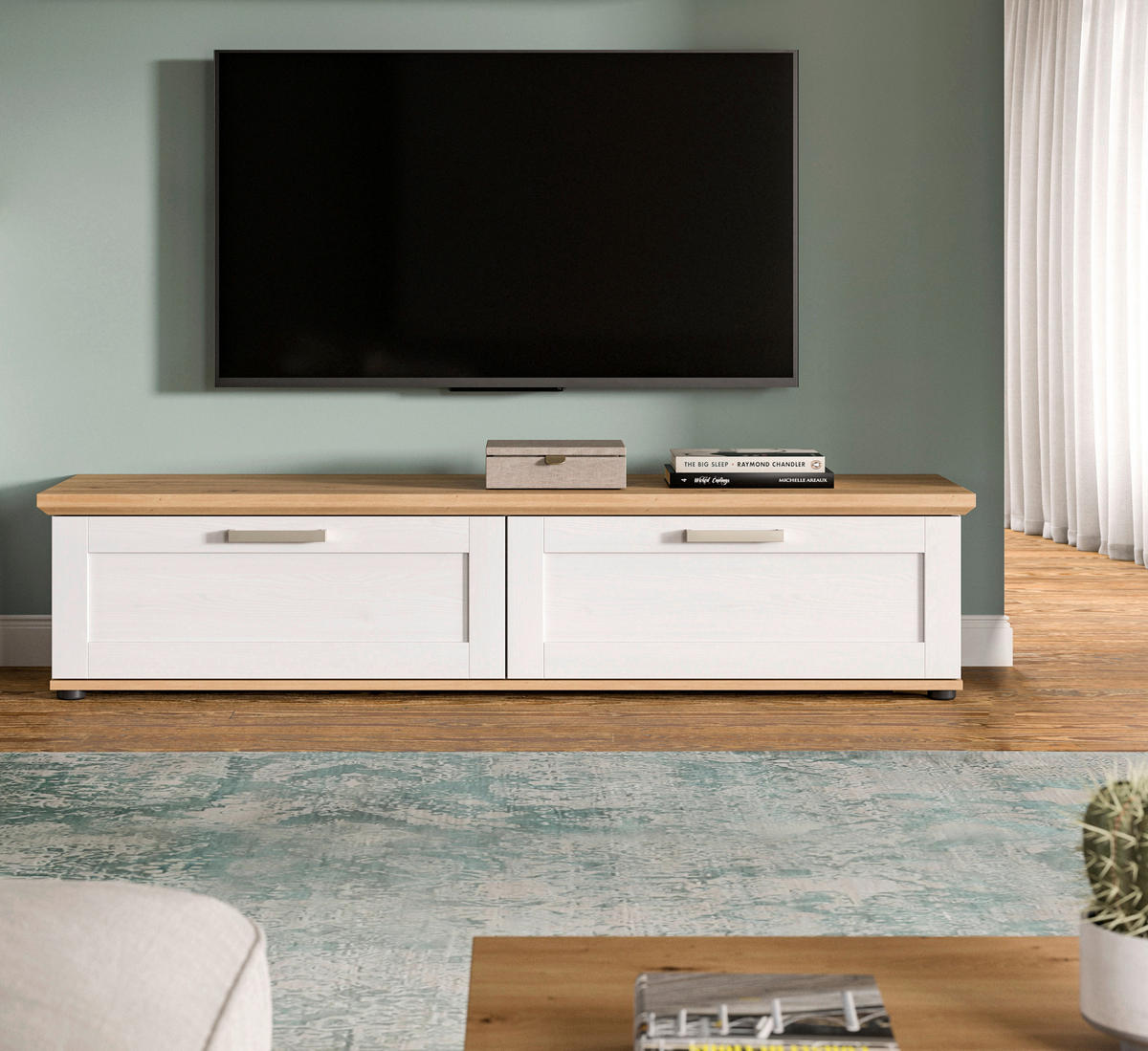 LOWBOARD  in 164/37/40 cm  - Silberfarben/Lärchefarben, Design, Holzwerkstoff/Kunststoff (164/37/40cm) - Livetastic