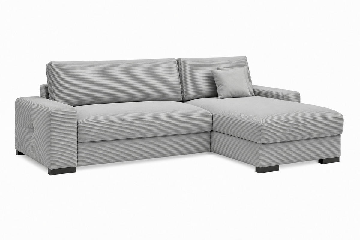 ECKSOFA  Cord Hellgrau  - Hellgrau/Schwarz, Basics, Holz/Holzwerkstoff (264/184cm) - MID.YOU