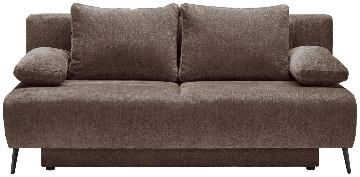 SCHLAFSOFA in Webstoff Greige  - Greige/Schwarz, Modern, Textil/Metall (200/90/100cm) - Ti'me