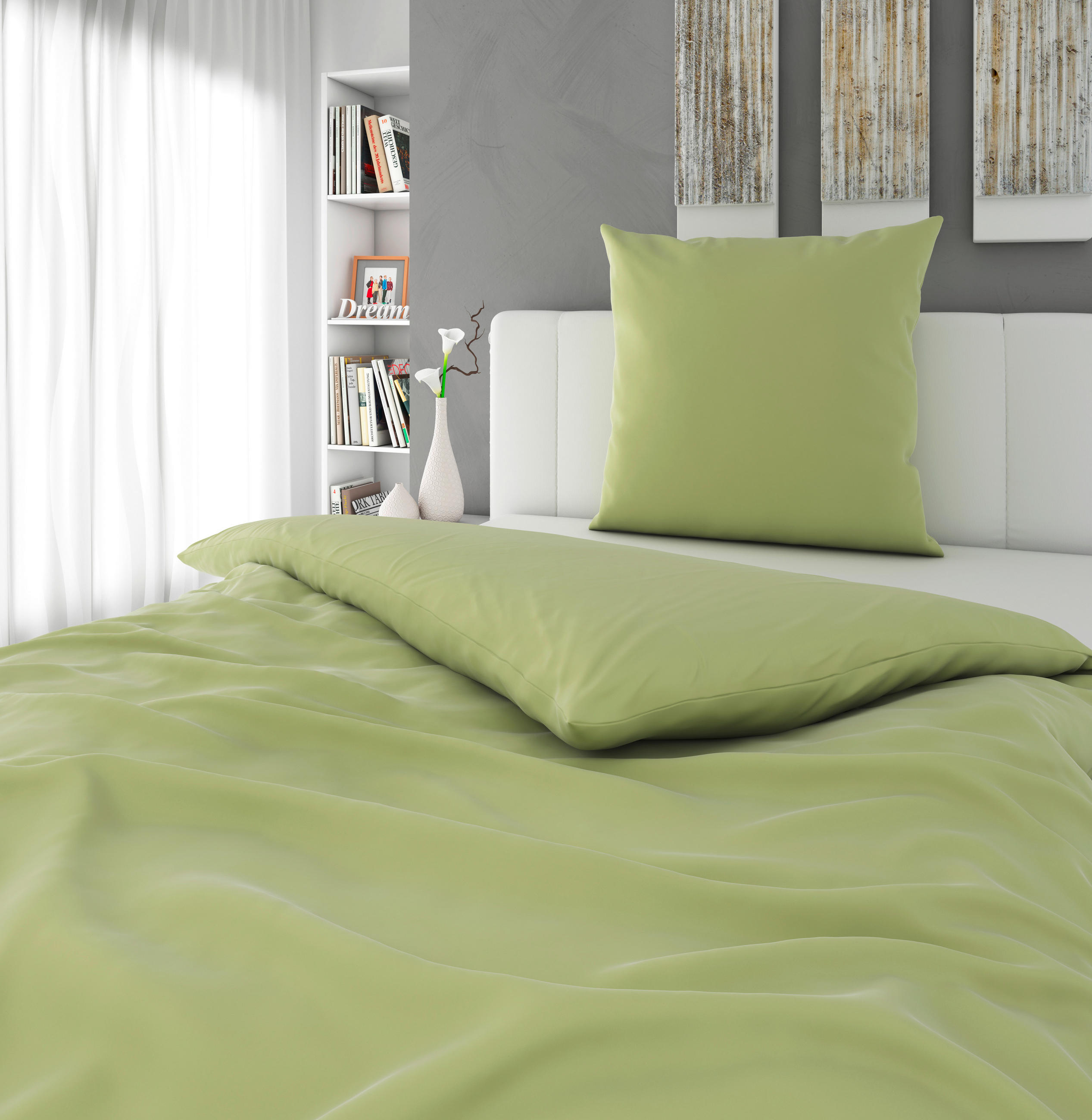 BETTWÄSCHE 135/200 cm Satin  - Hellgrün, MODERN, Textil (135/200cm) - Novel