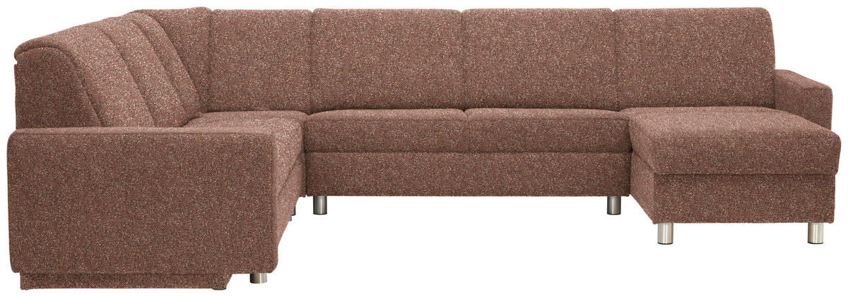 WOHNLANDSCHAFT  in Mikrovelours Terracotta  - Terracotta/Alufarben, KONVENTIONELL, Kunststoff/Textil (236/322/158cm) - Sedda