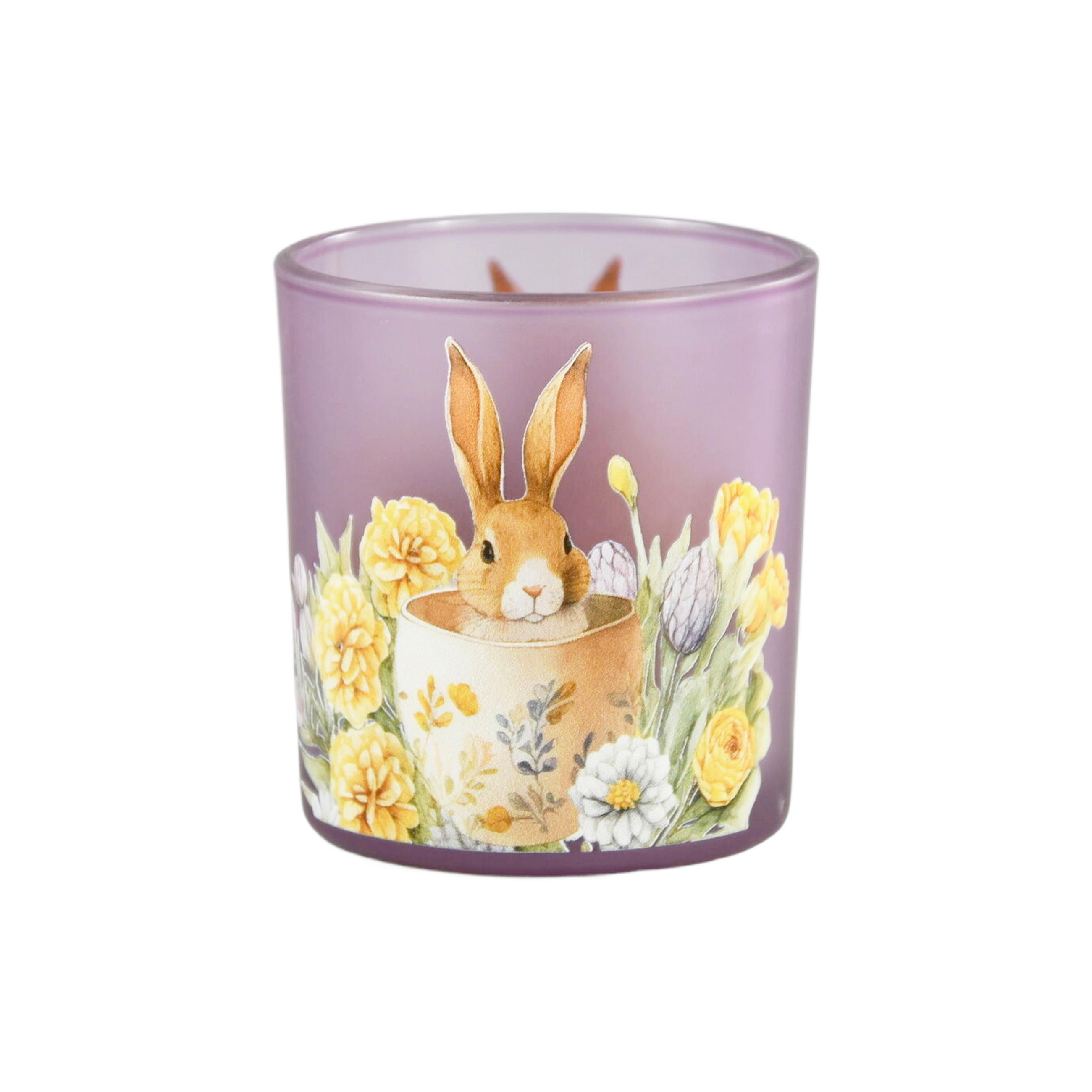 TEELICHTGLAS - Waldgrün/Lila, LIFESTYLE, Glas (7,3/8cm)