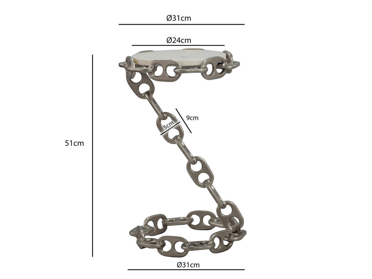 BEISTELLTISCH Silberfarben rund  - Silberfarben, Design, Stein/Metall (31/51/31cm) - Livetastic