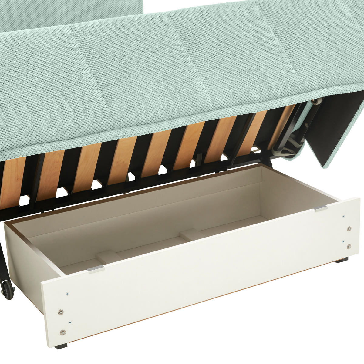 SCHLAFSOFA  mit Liegefunktion Velours Mintgrün  - Schwarz/Mintgrün, Design, Kunststoff/Textil (148/88/110cm) - Livetastic