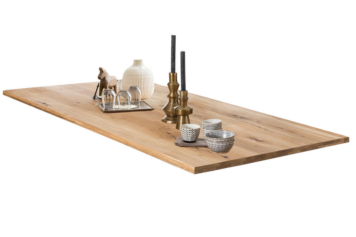 ESSTISCH 240/100/75 cm Echtholz  Holz, Metall rechteckig Naturfarben, Schwarz  - Schwarz/Naturfarben, MODERN, Holz/Metall (240/100/75cm) - MID.YOU