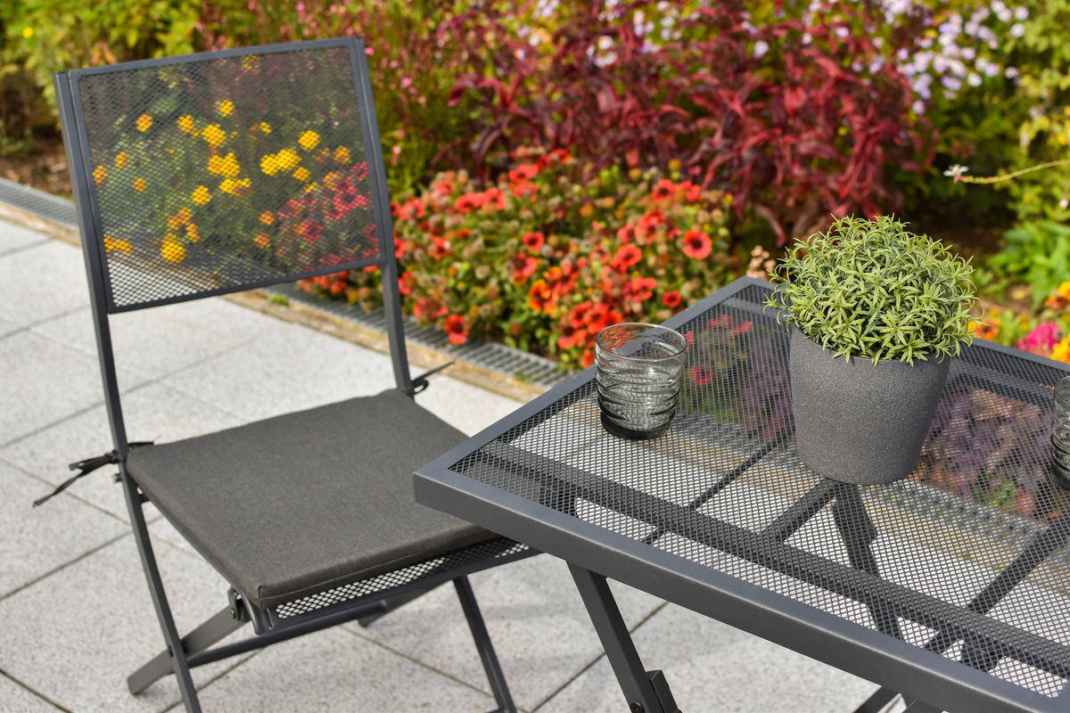 BALKONSET  5-teilig  - Graphitfarben/Grau, MODERN, Kunststoff/Metall - Gardenson