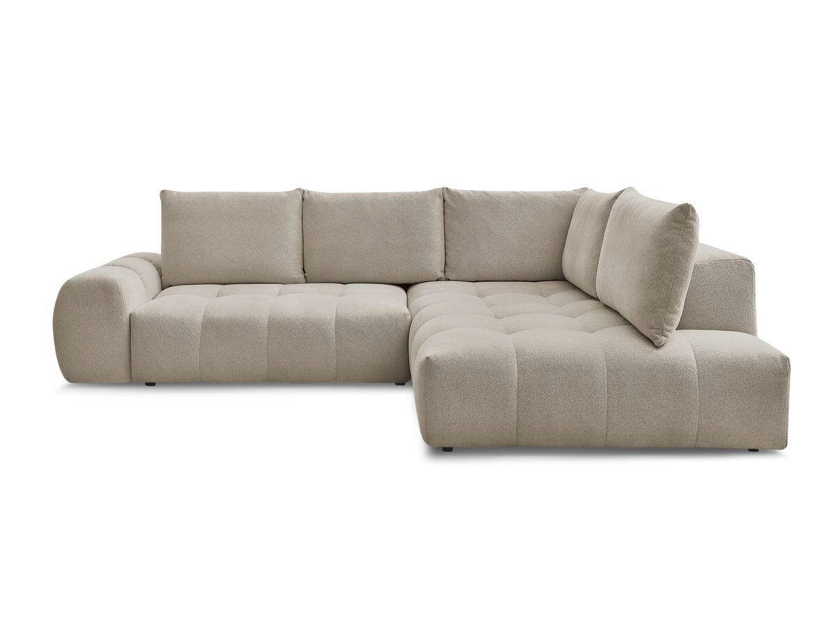 ECKSCHLAFSOFA EVEREST  mit Rücken echt, Armteil links, Armteil rechts Flachgewebe Taupe  - Taupe/Schwarz, MODERN, Kunststoff/Textil (320/212cm)