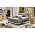 BOXSPRINGBETT 140/200 cm,  in Dunkelgrau, gepolstertes Kopfteil, Topper, Matratzen, H3 + H3 = fest  - Eichefarben/Dunkelgrau, Natur, Holz/Textil (140/200cm) - Valnatura