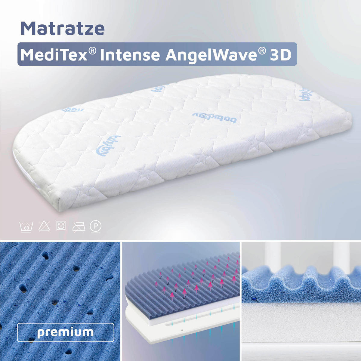 BEISTELLBETTMATRATZE babybay® Matratze MediTex® Intense AngelWave® 3D  - Multicolor, Basics, Naturmaterialien (105/57,5/6cm) - Babybay