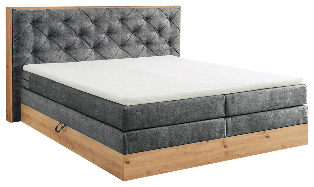 BOXSPRINGBETT 180/200 cm  in Anthrazit, Naturfarben  - Anthrazit/Naturfarben, Konventionell, Holzwerkstoff/Kunststoff (180/200cm) - Esposa