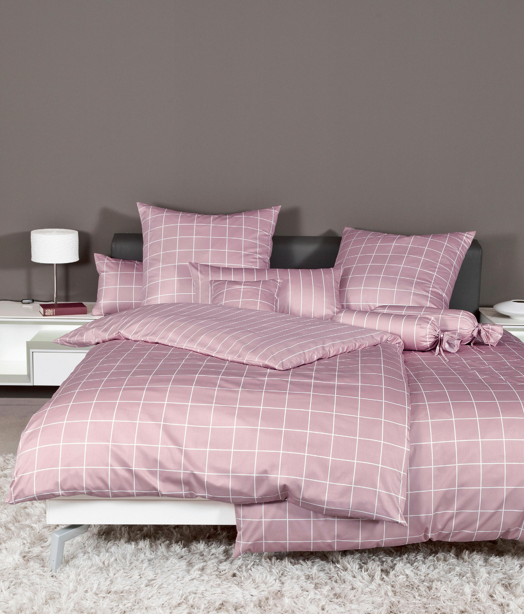 WENDEBETTWÄSCHE Giulietta Makosatin 135/200 cm  - Rosa/Weiß, KONVENTIONELL, Textil (135/200cm) - Janine