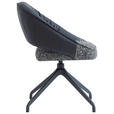 ARMLEHNSTUHL  Sitzfläche 360° drehbar, automatische Rückholfunktion Webstoff Echtleder  - Schwarz, Design, Leder/Textil (61/81/66cm) - Dieter Knoll