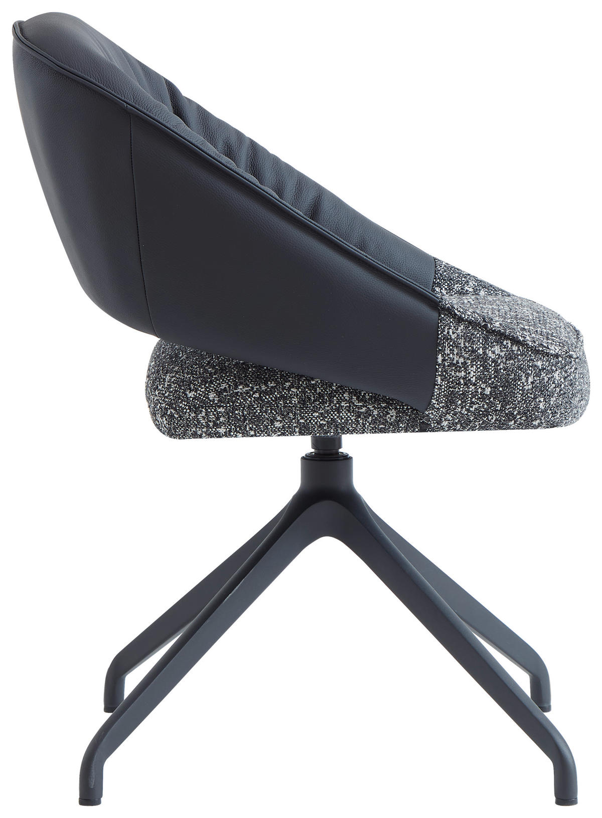 ARMLEHNSTUHL  Sitzfläche 360° drehbar, automatische Rückholfunktion Webstoff Echtleder  - Schwarz, Design, Leder/Textil (61/81/66cm) - Dieter Knoll