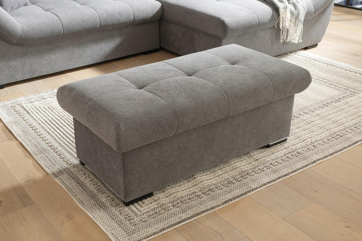HOCKERBANK 108/42/54 cm Flachgewebe Grau Kunststoff  - Schwarz/Grau, Design, Kunststoff/Textil (108/42/54cm) - Xora