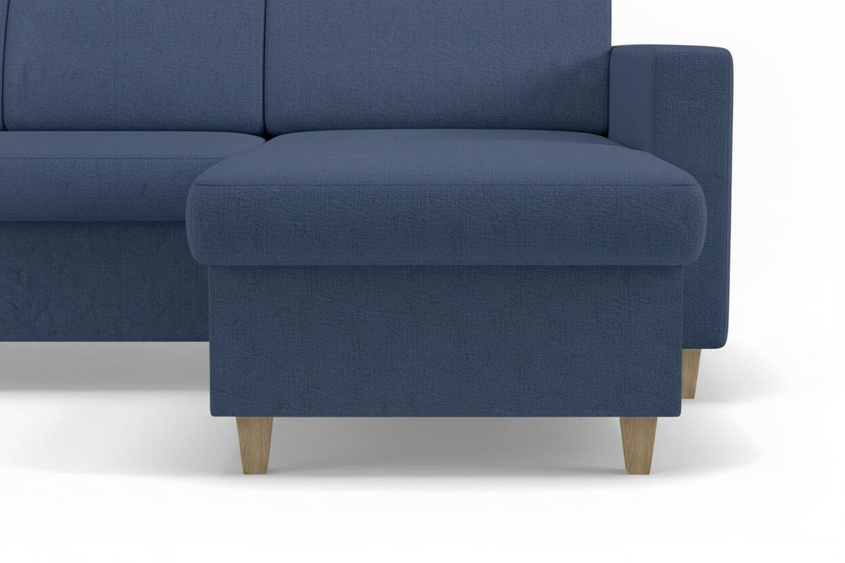 WOHNLANDSCHAFT NIKAS Blau Bouclé  - Blau/Buchefarben, Design, Holz/Textil (310/198/145cm) - MID.YOU