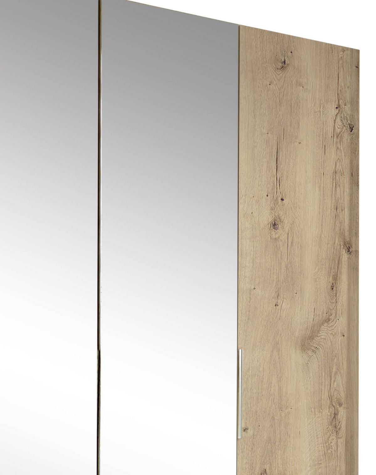 DREHTÜRENSCHRANK 200/216/58 cm 4-türig Silberfarben, Eichefarben  - Chromfarben/Eichefarben, MODERN, Glas/Holzwerkstoff (200/216/58cm) - MID.YOU