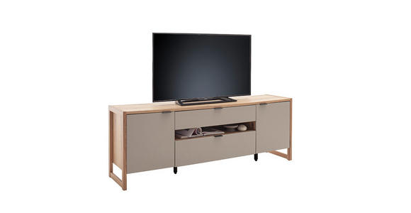 TV-ELEMENT Grau, Schwarz, Eichefarben  185/67/44 cm  - Eichefarben/Anthrazit, Design, Holzwerkstoff/Metall (185/67/44cm) - Hom`in