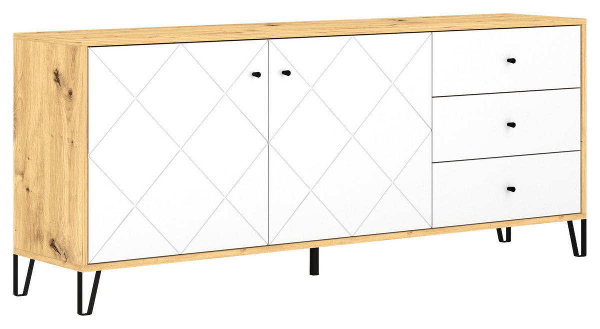 SIDEBOARD Bilbao  in 183,4/75,2/40 cm  - Schwarz/Weiß, Design, Holzwerkstoff/Metall (183,4/75,2/40cm) - Boxxx